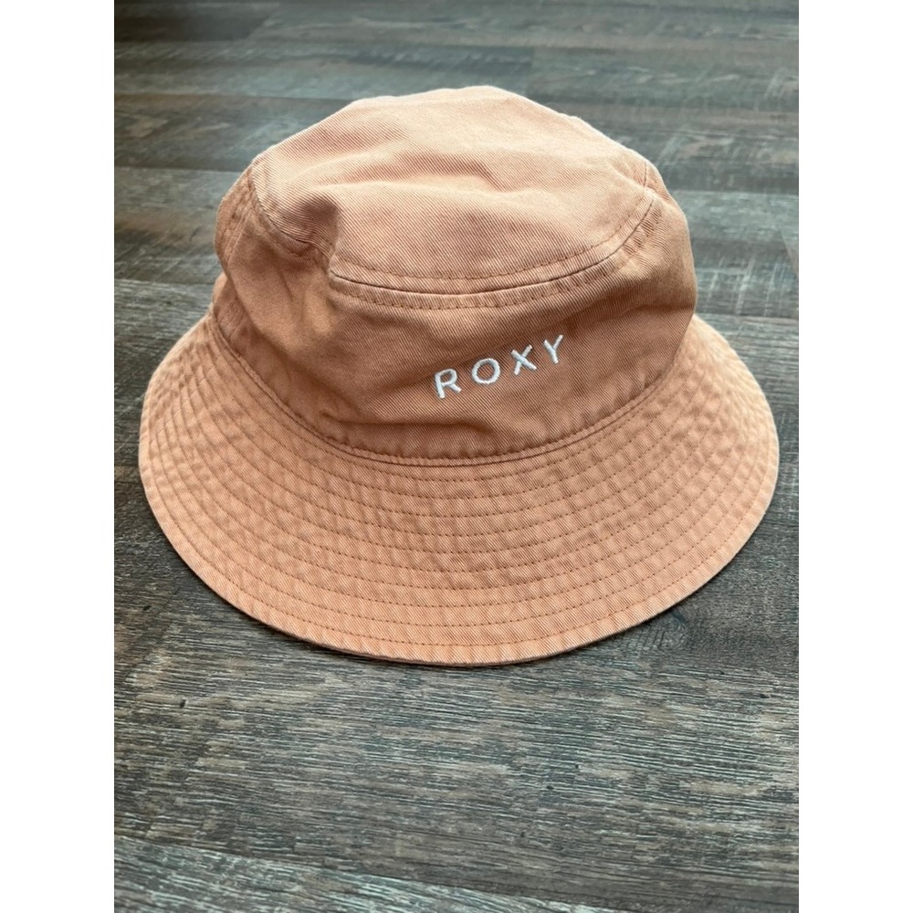 Roxy Womens Peach Orange Cotton Twill Embroidered Logo Bucket Hat Size S/M